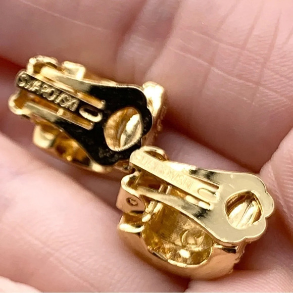 Swarovski Crystal Gold Clip Earrings - Picture 7 of 7